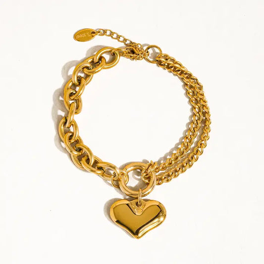 Amore 18K Gold Non-Tarnish Heart Chain Bracelet