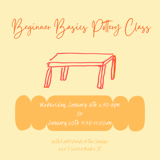 Beginner Basics Pottery Workshop: 2 Dates Offered