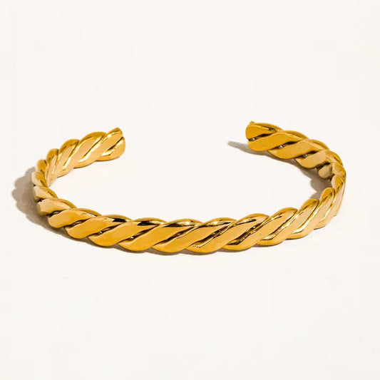 Blues 8K Gold Non-Tarnish Braided Thin Bangle