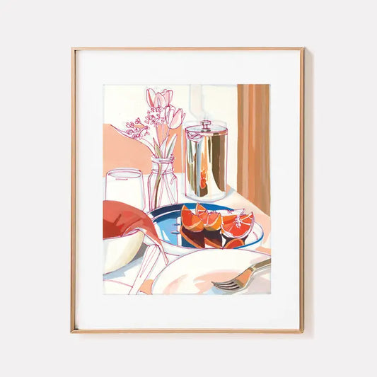 "Breakfast in the Catskills" Tulips and Coffee Signed Print