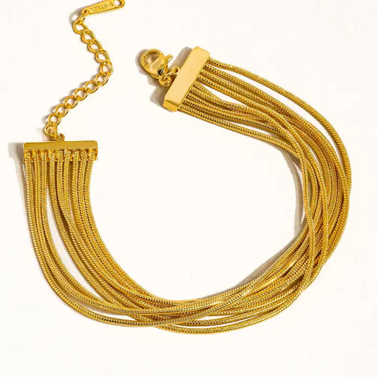 Claire 18K Gold Non-Tarnish Layered Chain Bracelet