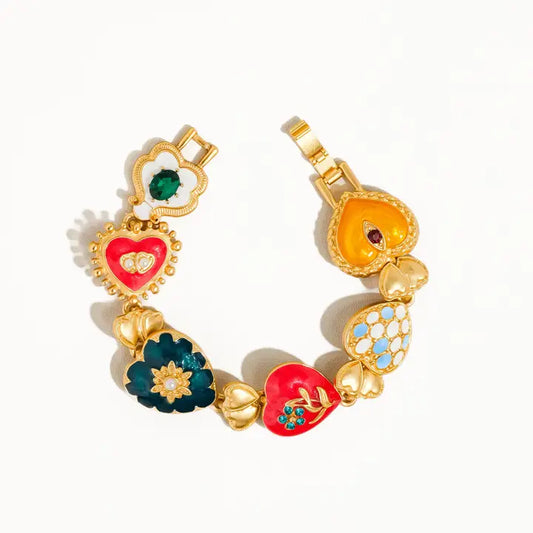 Ellie 18K Gold Baroque Heart Bracelet